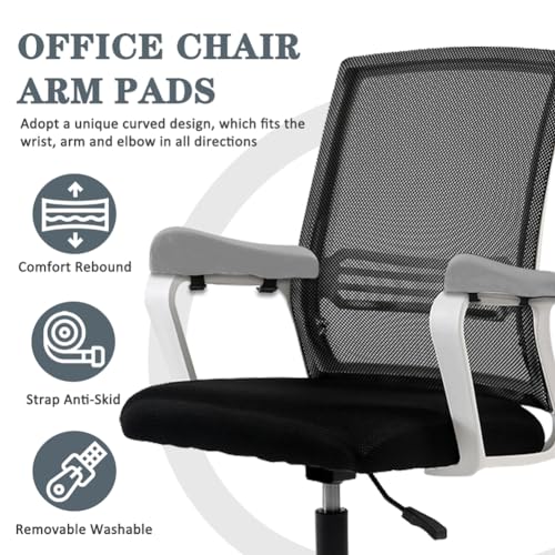2 Pack Office Chair Armrest Pads Covers,Arm Rest Pad with Memory Foam Elbow Pillow for Forearm Pressure Relief, Arm Rest Covers for Office Chairs, Wheelchair, Comfy Gaming Chair (Grey) - color: Grey