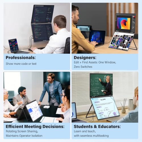 InnoView Dual Portable Monitor 23.8" 3840x2160P 4K 100% sRGB 315°Adjustable Dual Stacked Foldable Monitor Built-in Speakers Screen Extender with HDMI/USB-C/DP for Laptop Windows Mac - size: 23.8-inch-4k