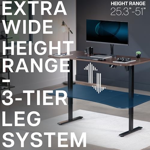 VIVO Dark Walnut 63 x 32 in Standing Desk, DESK-KIT-2EBD - color: Dark Walnut Top / Black Frame, size: 63 x 32 inch