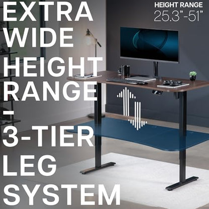 VIVO Dark Walnut 63 x 32 in Standing Desk, DESK-KIT-2EBD - color: Dark Walnut Top / Black Frame, size: 63 x 32 inch