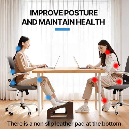 Ergonomic Foot Rest Under Desk,4 Adjustable Height Foot Stool - color: Espresso01