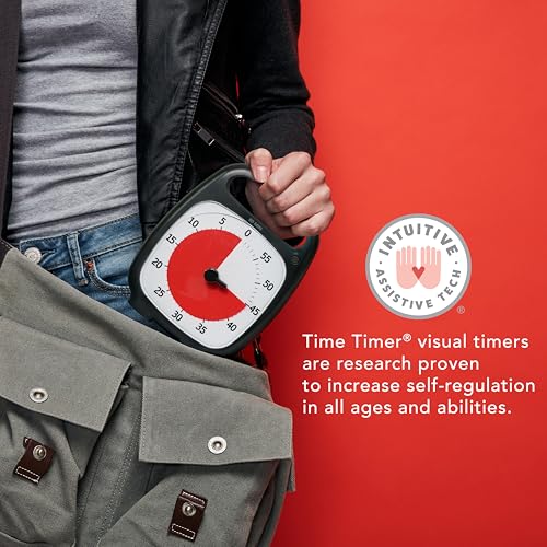 TIME TIMER Plus 60 Minute Desk Visual Timer - Countdown Timer with Portable Handle for Classroom, Office, Homeschooling, Study Tool with Silent Operation (Charcoal) - style: 60 Minute (Gray)