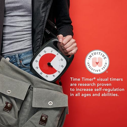 TIME TIMER Plus 60 Minute Desk Visual Timer - Countdown Timer with Portable Handle for Classroom, Office, Homeschooling, Study Tool with Silent Operation (Charcoal) - style: 60 Minute (Gray)