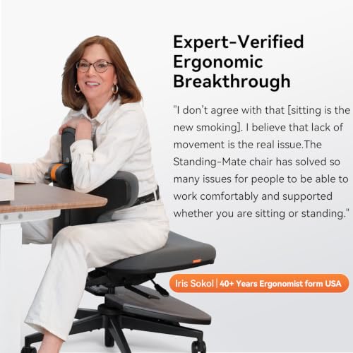 Standing Desk Chair, 6-in-1 Ergonomic Standing Mate Chair, Adjustable Sit Stand Lean Perch Saddle Stool with Flip Backrest, Dynamic Posture Support & Built-in Anti-Fatigue Design, MT-M-DG - size: S Size (for 5'0" - 5'8")