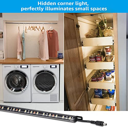 TORCHSTAR 4pcs 12 Inch LED Safe Lighting Kit, Motion Sensor, 3000K | UL Power Adapter, Input 100-240V, Linkable Gun Safe Light Bars, 600LM, for Under Cabinet Locker Closet Showcase, Warm White - color: Warm White (3000K)