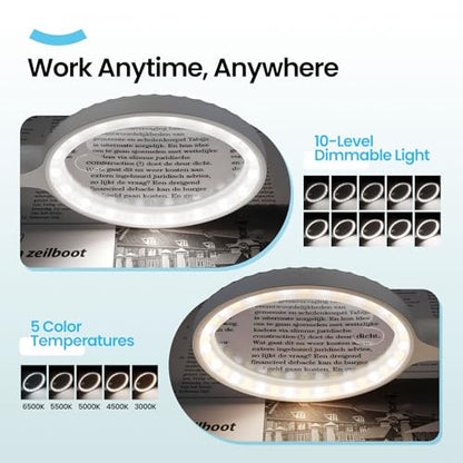 ARTDOT 2-in-1 Magnifying Glass with Light and Stand for Close Work,Large Lighted Magnifier,Desk Magnifying Lamp for Crafting, Puzzles, Diamond Painting, Miniature Painting, and Reading - color: White (2 in 1)