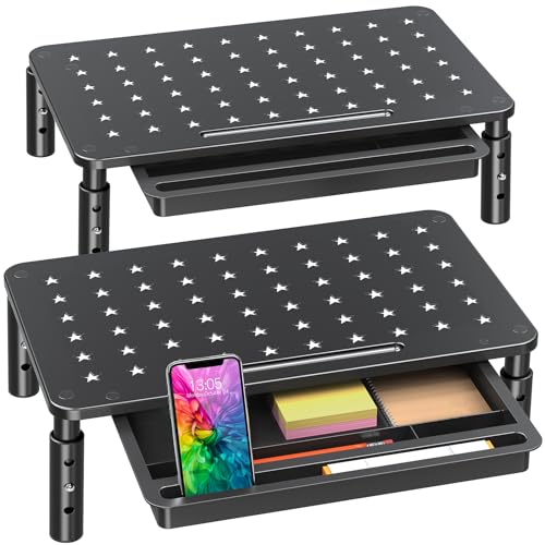 Zimilar 2 Pack Monitor Stand Riser with Drawer, 3 Height Adjustable