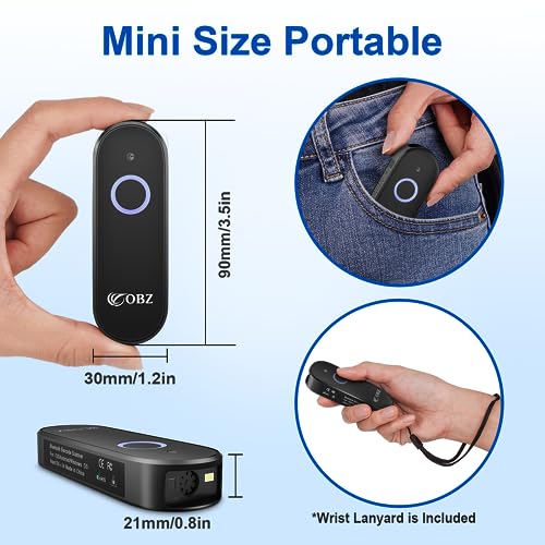 Mini 2D Bluetooth Barcode Scanner 2.4G Wireless Barcode Scanner, 3-in-1 Portable 1D 2D QR Code Scanner Work with iOS Android iPhone iPad Tablet Windows PC POS for Store Warehouse Inventory Library - style: Mini Portable Scanner