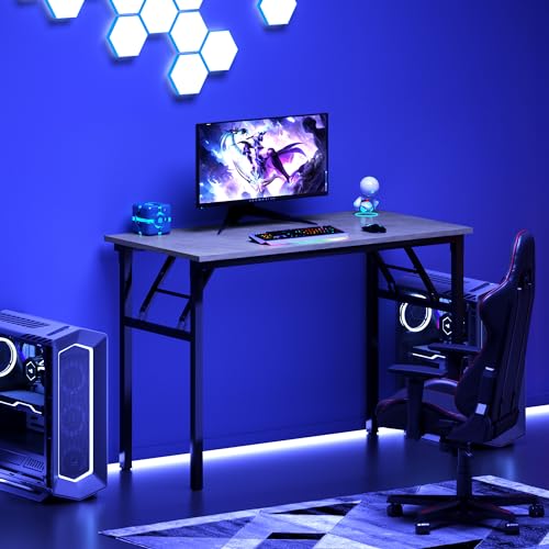 DlandHome 31.5 Inch Small Folding Computer Desk for Home Office, Grey - color: Grey, size: 31.5 Inches
