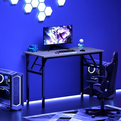 DlandHome 31.5 Inch Small Folding Computer Desk for Home Office, Grey - color: Grey, size: 31.5 Inches