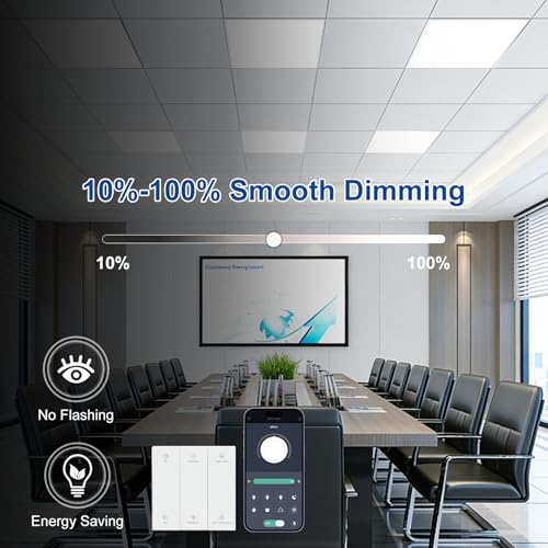 AIKVSXER 2x2 LED Flat Panel Light with Wireless Switch & App Control 1Pack | 50W 5500LM ,3000K-6500K,Night Light Mode,10-100% Dimmable,Recessed 2x2 LED Drop Ceiling Light for Office Home & Schools