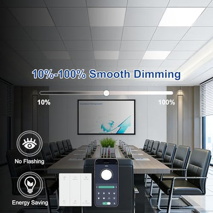 AIKVSXER 2x2 LED Flat Panel Light with Wireless Switch & App Control 1Pack | 50W 5500LM ,3000K-6500K,Night Light Mode,10-100% Dimmable,Recessed 2x2 LED Drop Ceiling Light for Office Home & Schools