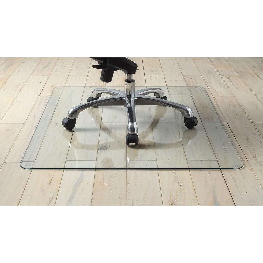 Lorell Tempered Glass Chairmat, 48" Width x 60" Depth x 0.25" Thickness, Clear, 1 Each - size: 48" x 60"