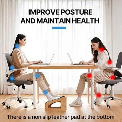 Ergonomic Foot Rest Under Desk,4 Adjustable Height Foot Stool - color: Natural01