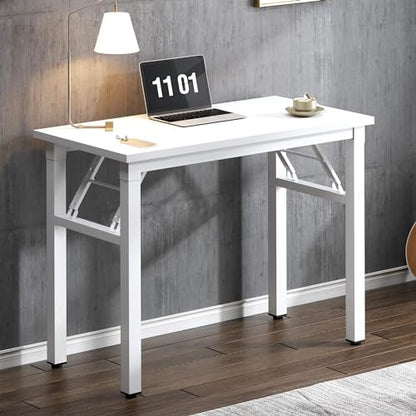 Need Small Folding Computer Desk, 31.5 Inch Writing Table, White - color: White, size: 31.5 inches