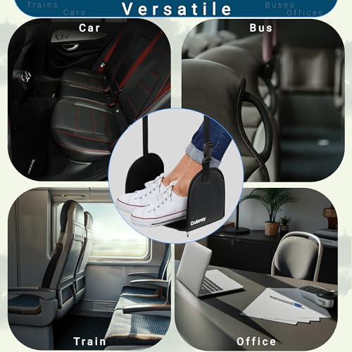 Anti-Squeeze Airplane Foot Hammock for Plane Travel with Flat Base and Memory Foam, Adjustable Leg Hammock for Airplane Travel, Leg Rest for Long Flights, Portable Foot Rest for Under Desk at Work