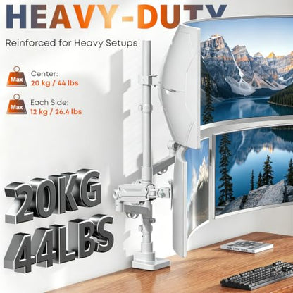 PUTORSEN Triple Monitor Mount, Up to 49 Inches, Holds 44 lbs - color: White