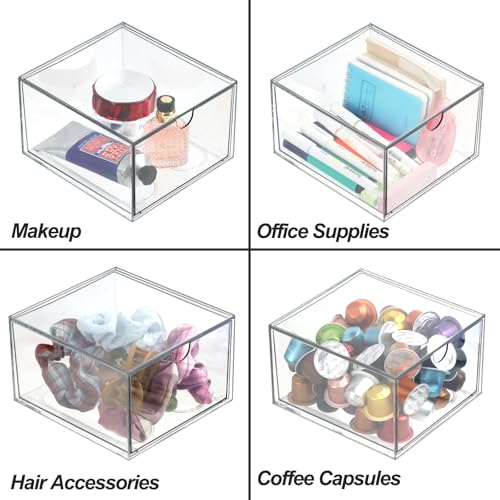 Clear Drawer, Arclic Box, Makeup Organizer Container, 6,5" Storage Drawer for Bathroom Dresser Vainty, Tissue Dryer Sheet Holder Disposable Face Towels Organizer, Light Gray - style: 1 Drawer