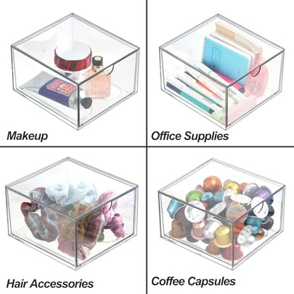 Clear Drawer, Arclic Box, Makeup Organizer Container, 6,5" Storage Drawer for Bathroom Dresser Vainty, Tissue Dryer Sheet Holder Disposable Face Towels Organizer, Light Gray - style: 1 Drawer