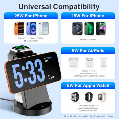 25W Magnetic Fast 3 in 1 Charging Station Wireless Charger Stand