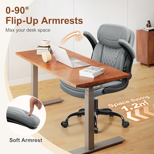 Office Desk Chair, Ergonomic Computer Chair with Unique Dual-Layer Support - color: Grey