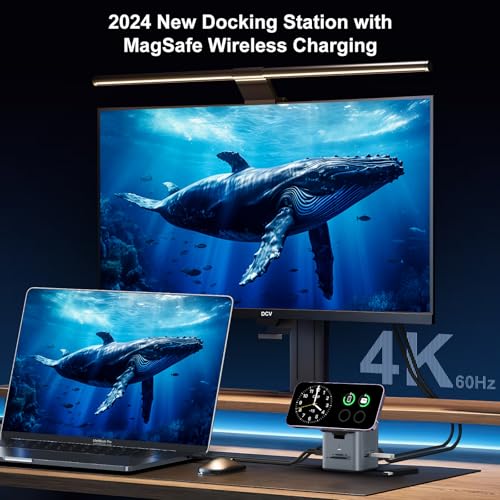 USB C Laptop Docking Station, 9 in 1 Hub with MagSafe Charger, Dark Gray - color: Dark Gray