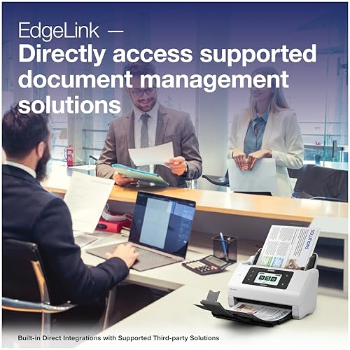 Epson DS-800WN EdgeLink Wireless Network Color Document Scanner | Duplex Scanning 100-Sheet Auto Document Feeder 4.3 in Color Touchscreen 50 ppm Scanning Speed