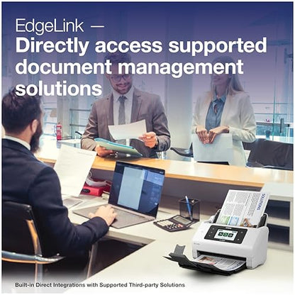 Epson DS-800WN EdgeLink Wireless Network Color Document Scanner | Duplex Scanning 100-Sheet Auto Document Feeder 4.3 in Color Touchscreen 50 ppm Scanning Speed