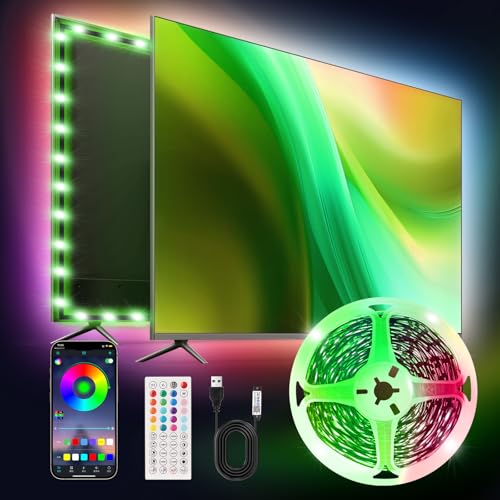 PSTAR LED Lights for TV,6.56ft Music Sync RGB Backlight with Remote & App Control, USB Powered for 32-40 Inch TVs, Gaming Monitors, PC, Bedroom - size: 6.56FT