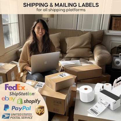 Arkscan 4x6 Thermal Shipping Labels - 4 Rolls, 450 Labels per Roll (1,800 Labels) for Zebra, Rollo & Arkscan Direct Thermal Label Printers - size: 4 x 6", 4 Rolls