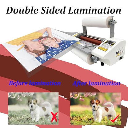 INTSUPERMAI Hot Cold Roll Laminator Laminating Singe Doubel Side Thermal Laminator Laminating Machine with Digital Display Speed Adjustable Temperature 0-180℃ Adjusted 17.3inch/440mm A2+ - style: 17.3inch/440mm A2+