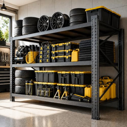 Heavy Duty 3 Tier Metal Book Shelf Adjustable Bookcase | 6000 LBS Bolt-free Storage Shelves with Deep Bookshelf for living Room, Office and Garage Storage, 67"Wx 20"Dx 63"H - size: Reinforced 67"Wx 20"Dx 63"H
