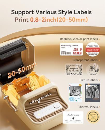 NIIMBOT Label Maker, B21 Pro 300DPI HD Sticker Printer for Photos,White | Red&Black Dual-Color Printer, Bluetooth Sticker Maker for Notes, Study Graphics, Memo Maker, Come with 2'' x 1.2'' Label Roll - color: White