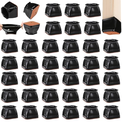 CHUNZEXI 36 Pack Square Chair Leg Floor Protectors for Hardwood Floors, Silicone Felt Covers Pads Caps, Protect Wood Furniture Feet Floors Noise Reduce and Scratch (Square X-Lager) - color: Black-32pack, size: Square XL