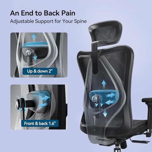 SIHOO M57 Ergonomic Office Chair, Mesh Back Desk Chair with 3D Armrests - color: Ebony, size: Pack of 1