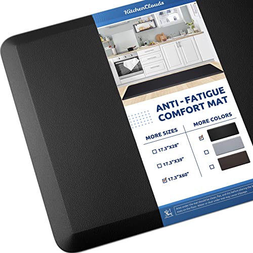 Kitchen Mat Cushioned Anti Fatigue Rug Standing and Comfort Floor Mats - color: Black, size: 60"L x 17.3"W x 0.5"Th