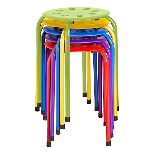Norwood Commercial Furniture Stacking Stools for Kids and Adults, 17.75" Standard Height Portable Nesting Office and Classroom Stools, Assorted Color, Pack of 5 - color: Assorted Colors