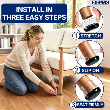 GICUNK 28 Pcs Chair Leg Floor Protectors for Carpet Round Clear - size: Round L