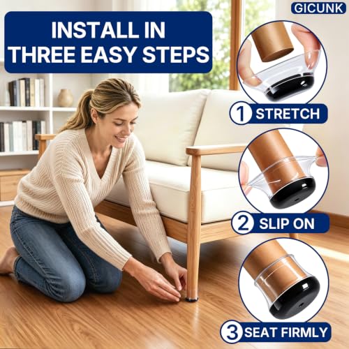GICUNK 28 Pcs Chair Leg Floor Protectors for Carpet Round Clear - size: Round M