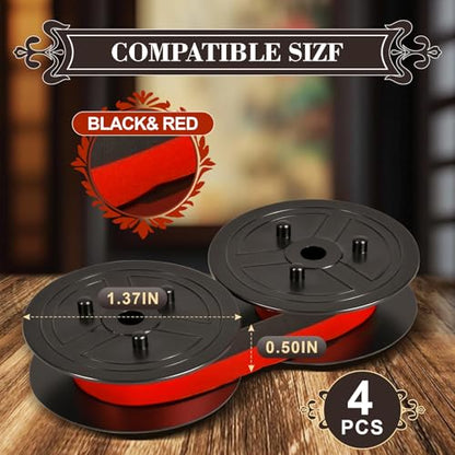 4 Pack Sharp EL-1197PIII Calculator Ink Ribbon, Red/Black