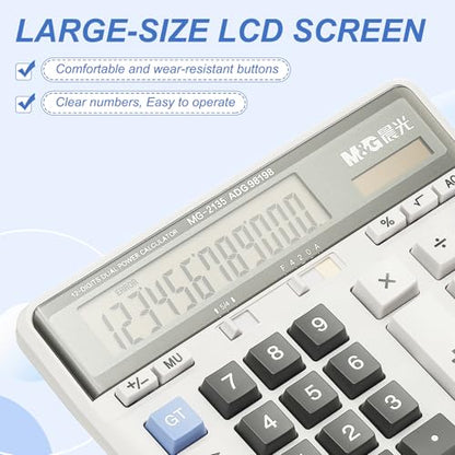 PATIKIL Desktop Calculator Solar AAA Battery Dual Powered 12 Digit Grey