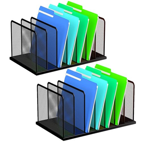 Kuntine.B 7-Section Upright Desk File Organizer Black 2 Pack | Vertical, Mesh, Metal, Assembly, Stability, Sturdiness, Organization, Standing - color: Black, size: 2 Pack 7-Section