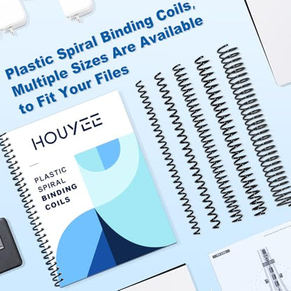 HOUYEE 50 Pcs Plastic Spiral Binding Coils,20mm (3/4"),4:1 Pitch,48 Loops - size: 3/4"(170 sheet capacity)