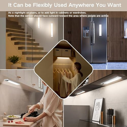 Slim Motion Sensor Under Cabinet Lighting, LED Rechargeable - size: 12 inch-2pack