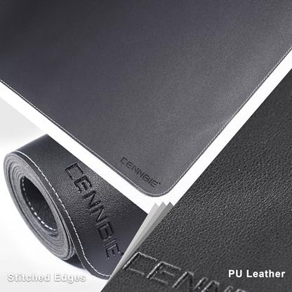 CENNBIE Leather Desk Mat Protector, 35.5" x 16" Office Desk Pad (Black) - color: Black, size: 35.5" x 16"
