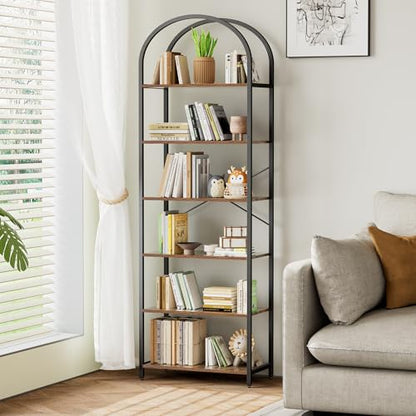 Homhedy 6-Tier Arched Bookshelf, Display Racks, Tall Book Shelf, 73.6" H - size: 6 Tier -23.6"W