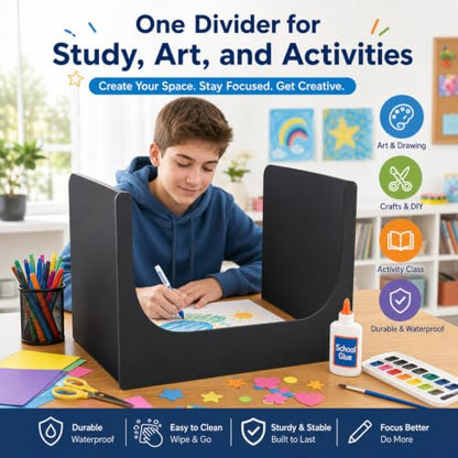 Silipull 30 Pack Black Desk Dividers for Students U Shape Front Open Design