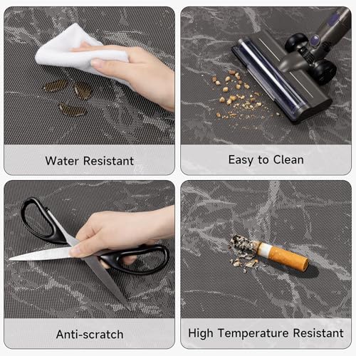 Vaukki Office Chair Mat for Hardwood, 36" x 48" Coffee Computer Floor Mat | PVC Plastic Desk Office Rug for Rolling Chairs, Non Slip Heavy Duty Marble Desk Floor Protector for Office - color: Coffee