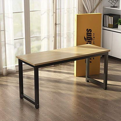Tribesigns Computer Desk, Large Office Desk Computer Table Study Writing Desk for Home Office, Walnut + Black Leg, 63 X 23.6 inch - color: Walnut + Black Leg, size: 63*23.6 inch