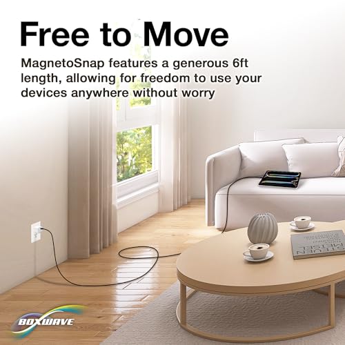 BoxWave Cable Compatible with Logitech Spotlight Presentation Remote - MagnetoSnap AllCharge Cable, Magnet Charging Cable USB Type-C Micro USB - Jet Black
